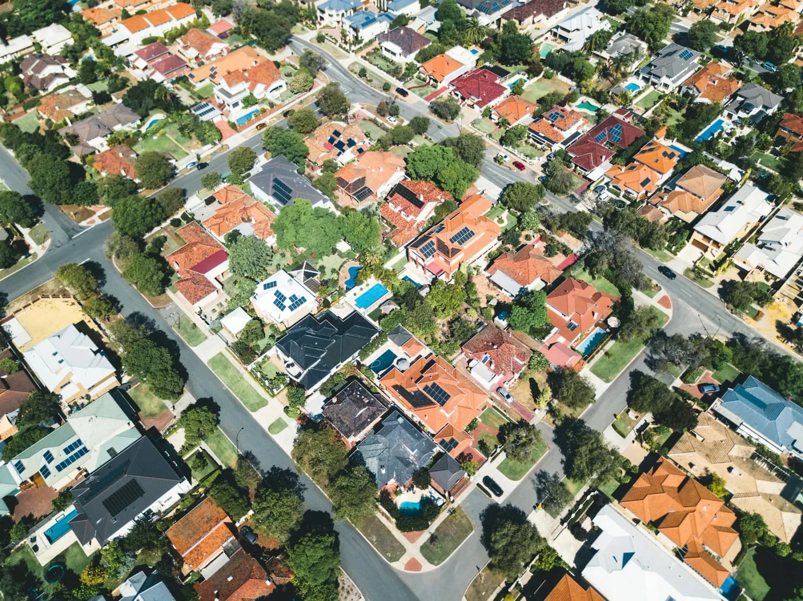 Suburban residential aerial view